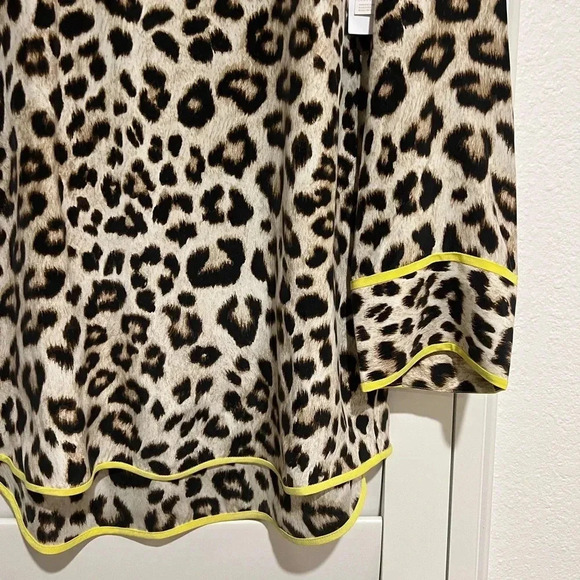 EQUIPMENT FEMME NWT Silk Leopard Print Dalton Tunic Top Blouse Neon - Picture 3 of 7